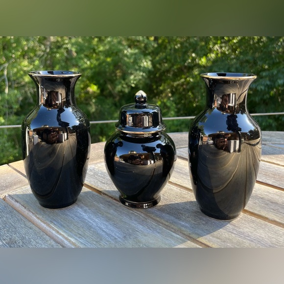 Cabinet set - 3 parts, 2 Vases 1 Temple Jar - Vintage - Dragon - ceramic - Picture 2 of 8